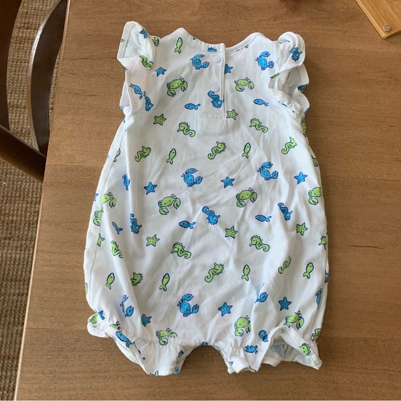 VINTAGE Baby Girl Romper Outfit 3-6 Mos Tropical Beach Ocean Crab Starfish 90s - Picture 2 of 7